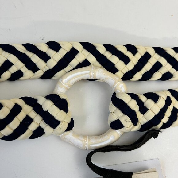 Johanna Ortiz Navy and White Braided Belt main image 4